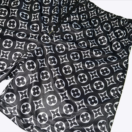 Blk/Gry Blossom Mesh Shorts