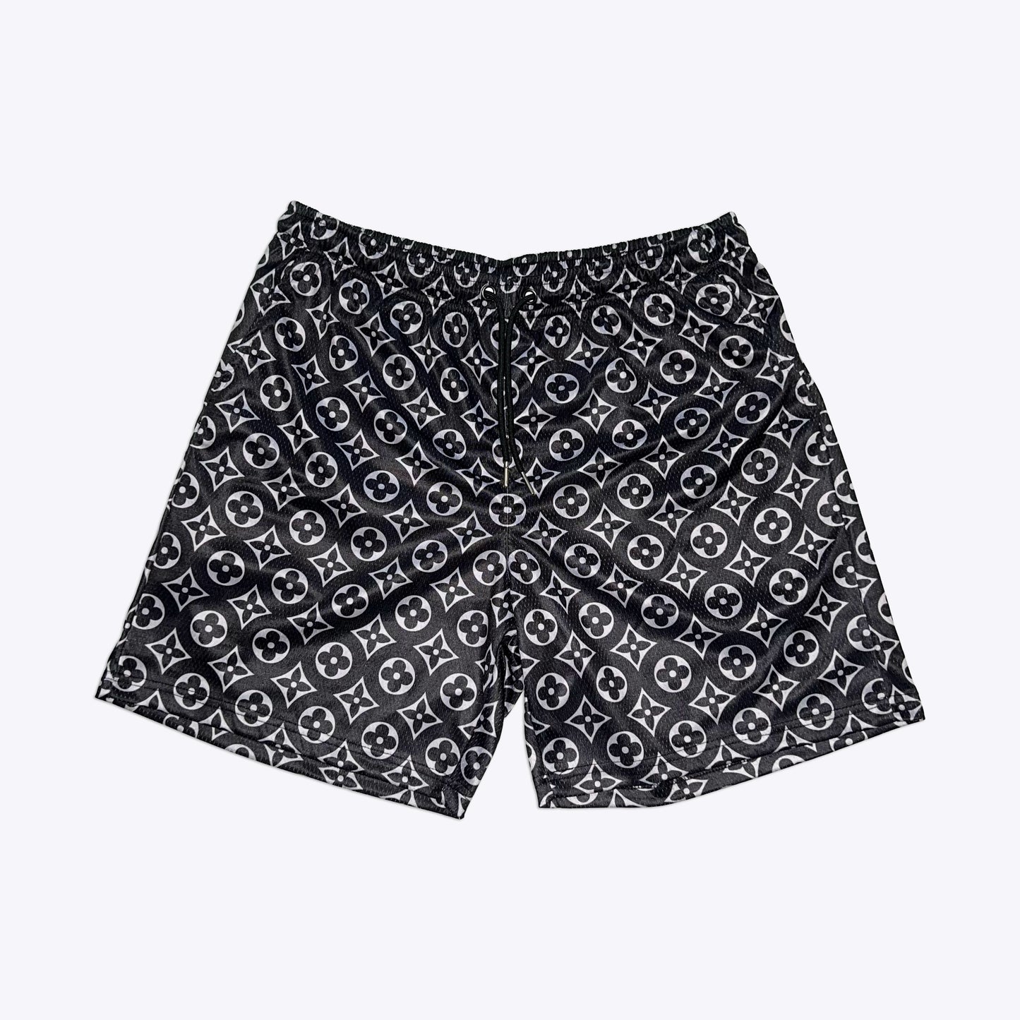 Blk/Gry Blossom Mesh Shorts