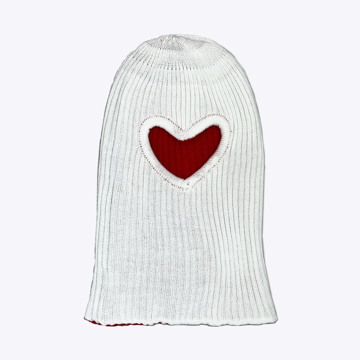Heart Cut Out Reversible Balaclava Red/White