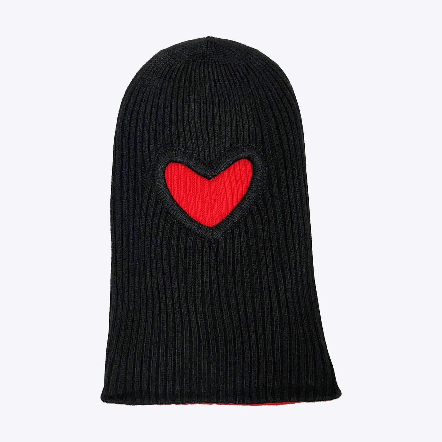 Heart Cut Out Reversible Balaclava Black/Red