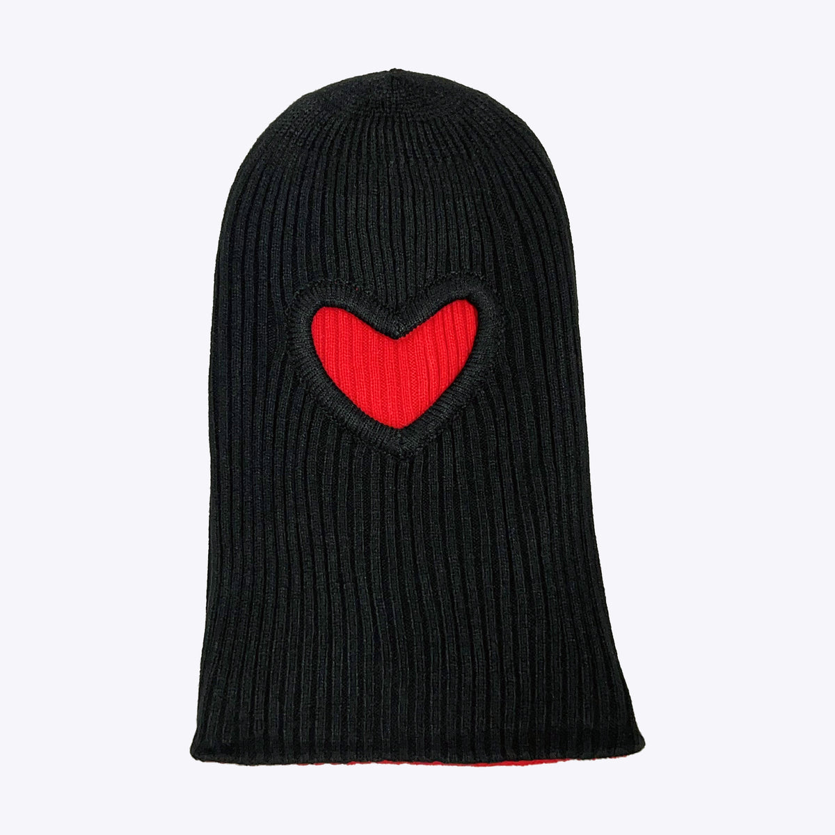 Heart Cut Out Reversible Balaclava Black/Red
