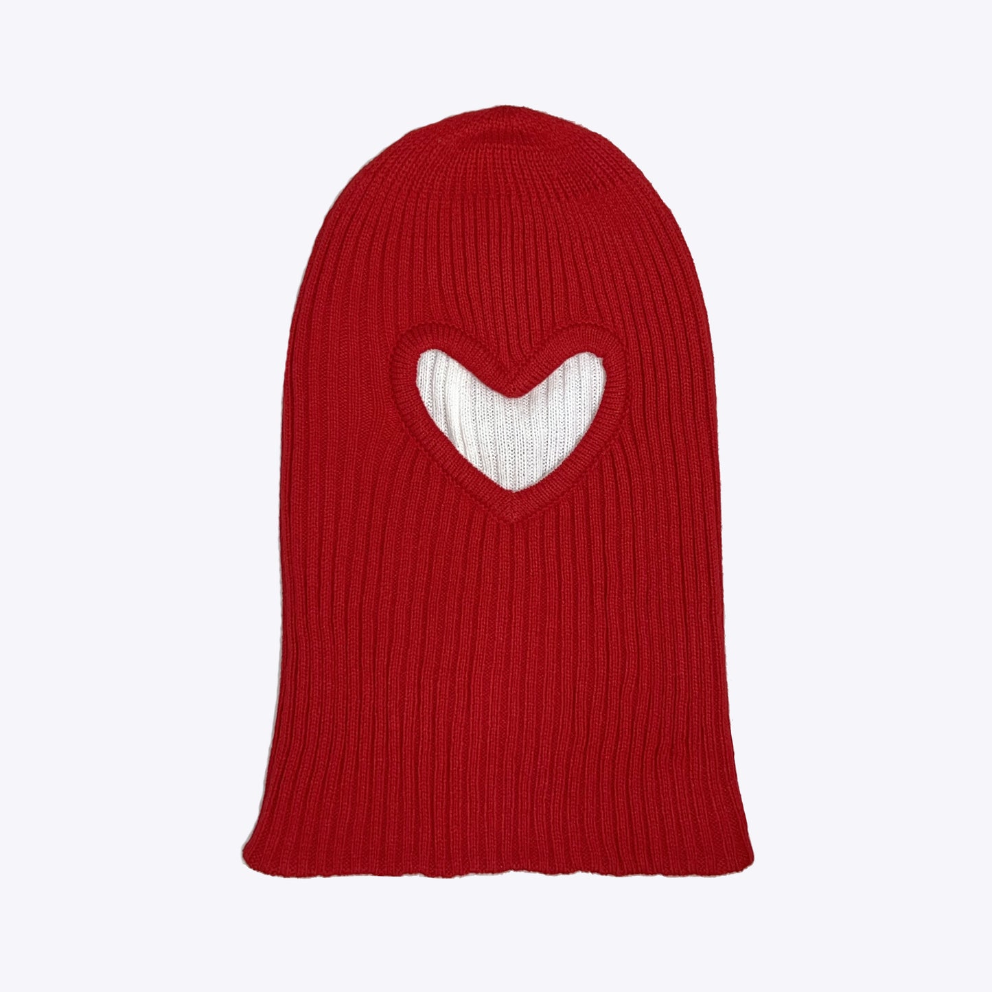 Heart Cut Out Reversible Balaclava Red/White