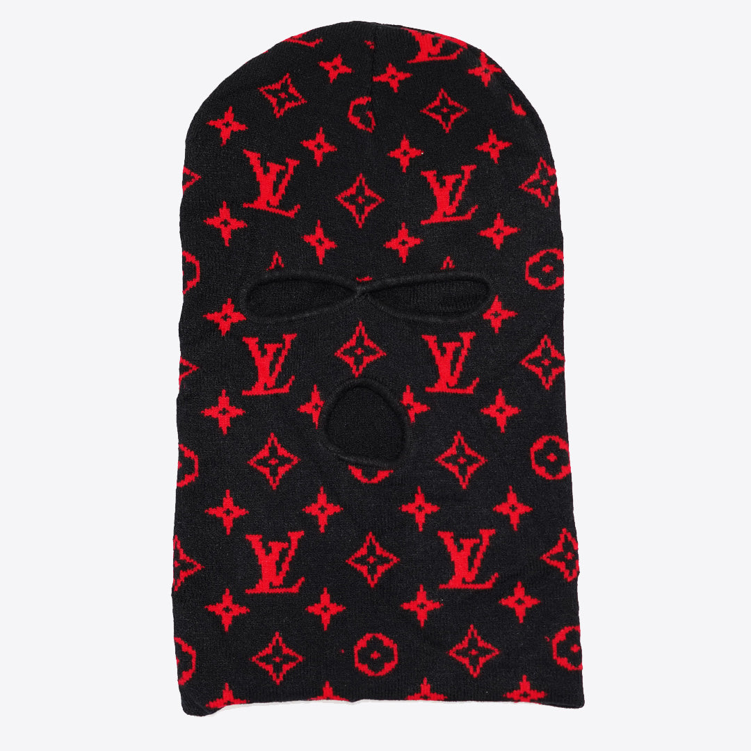 LV Monogram Black/Red Ski Mask
