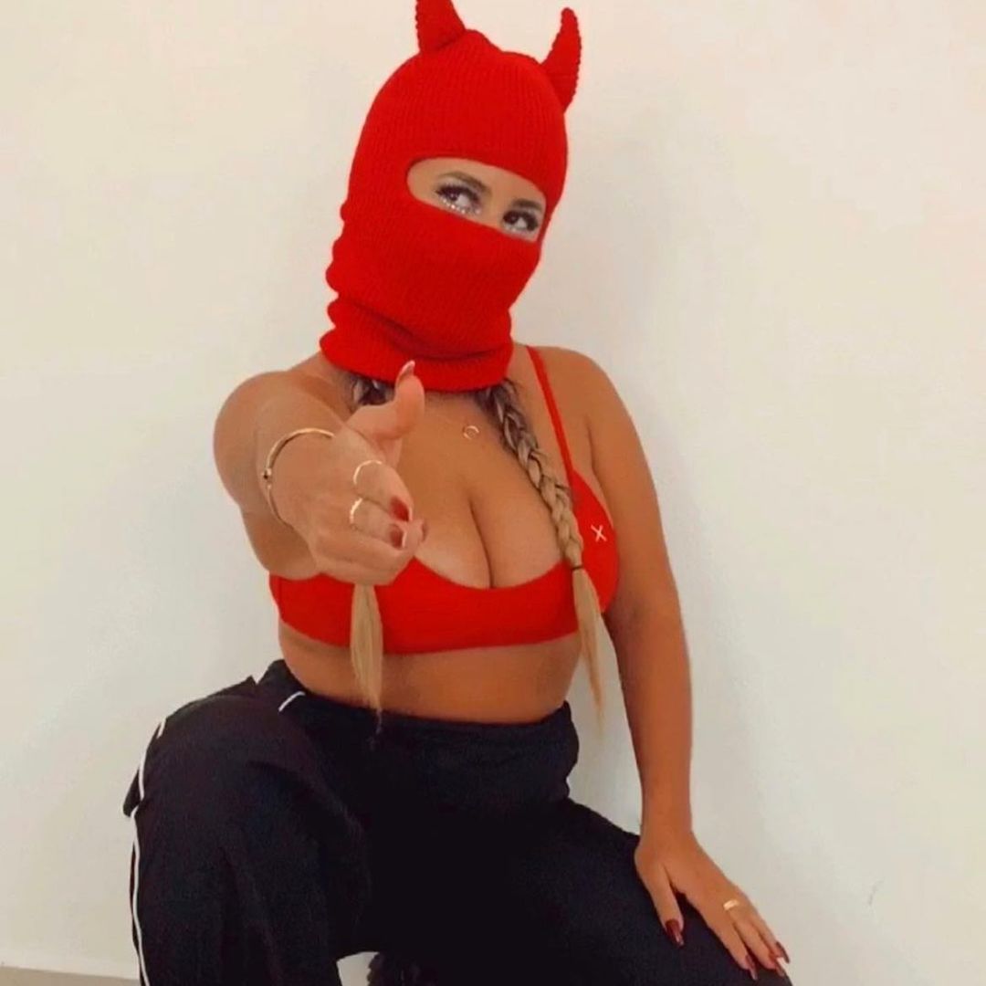 Devil Horns Ear Ski Mask Red Balaclava